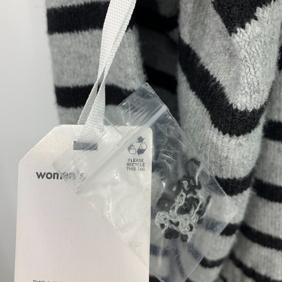 Stylus Sweater Gray Black Stripe V Neck Long Sleeve Pullover NWT - Picture 12 of 12